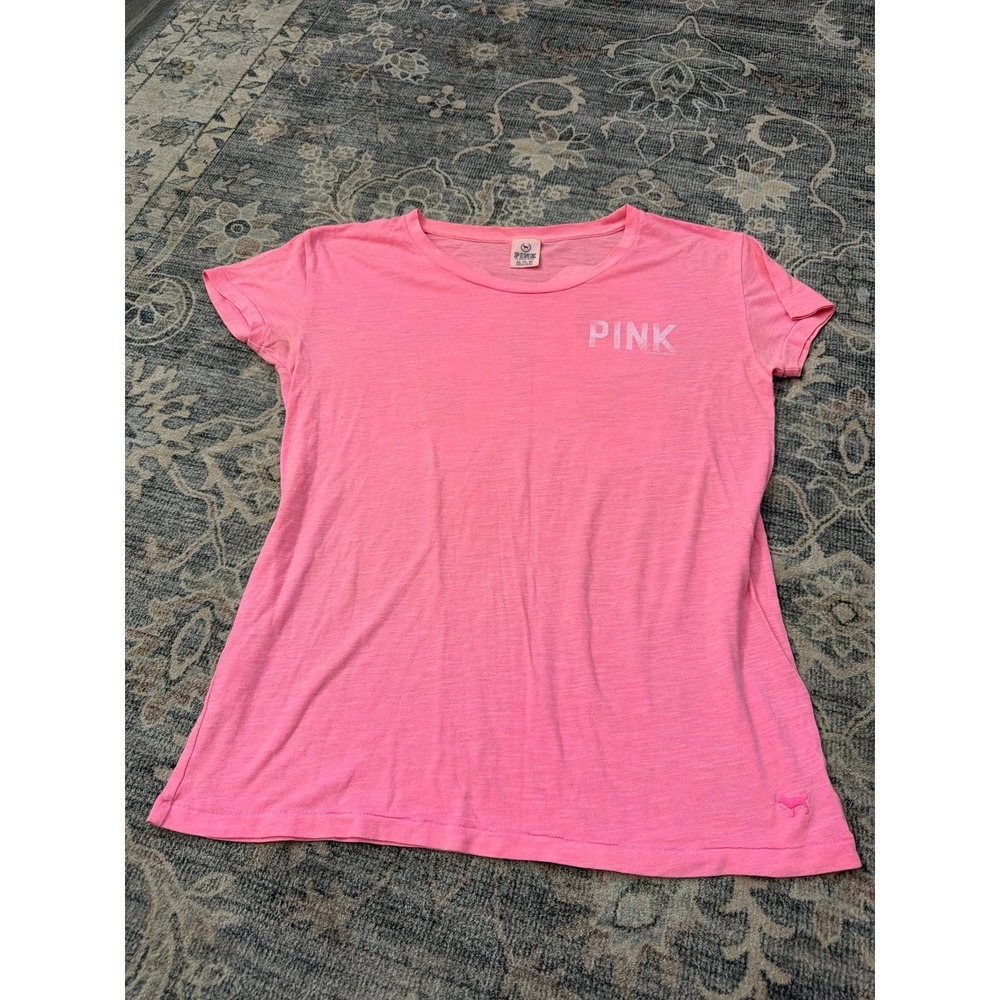 Vintage Y2K Victorias Secret PINK Logo Graphic T-Shirt Short Sleeve Bright Pink